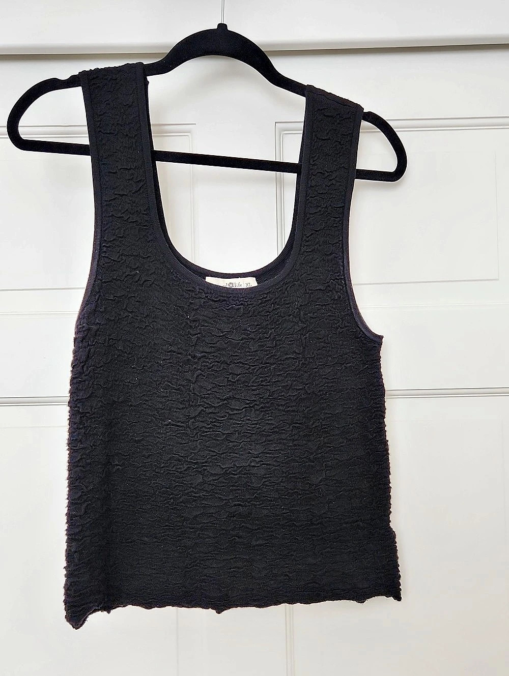 natural life Textured Crop Tank Top in Black XL